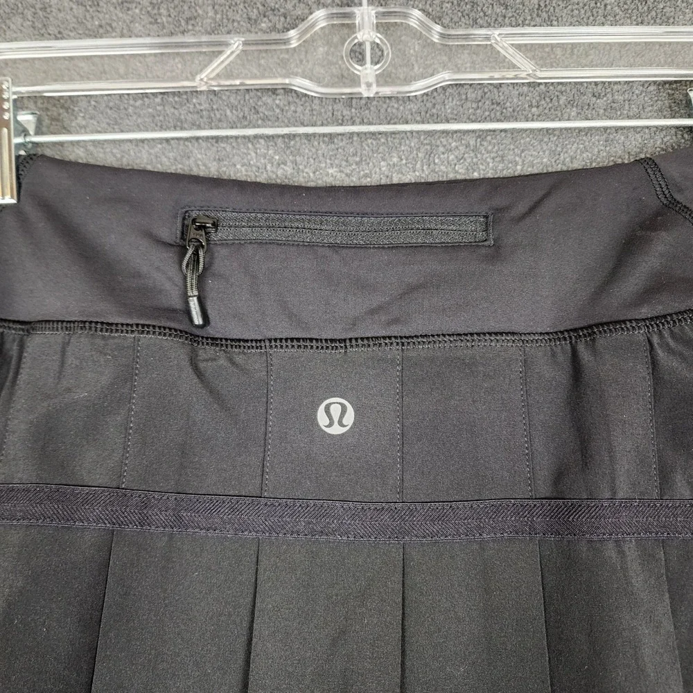 Lululemon Black Pleated Tiered Athletic Tennis Golf Skort Skirt Zipper Pocket 10